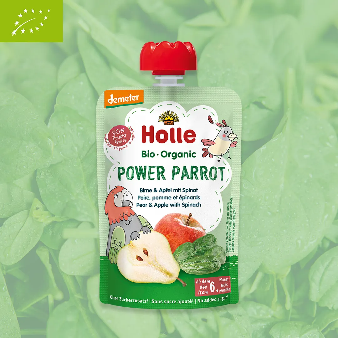 Holle Power Parrot Organic Vegetable Pouches Custom Background